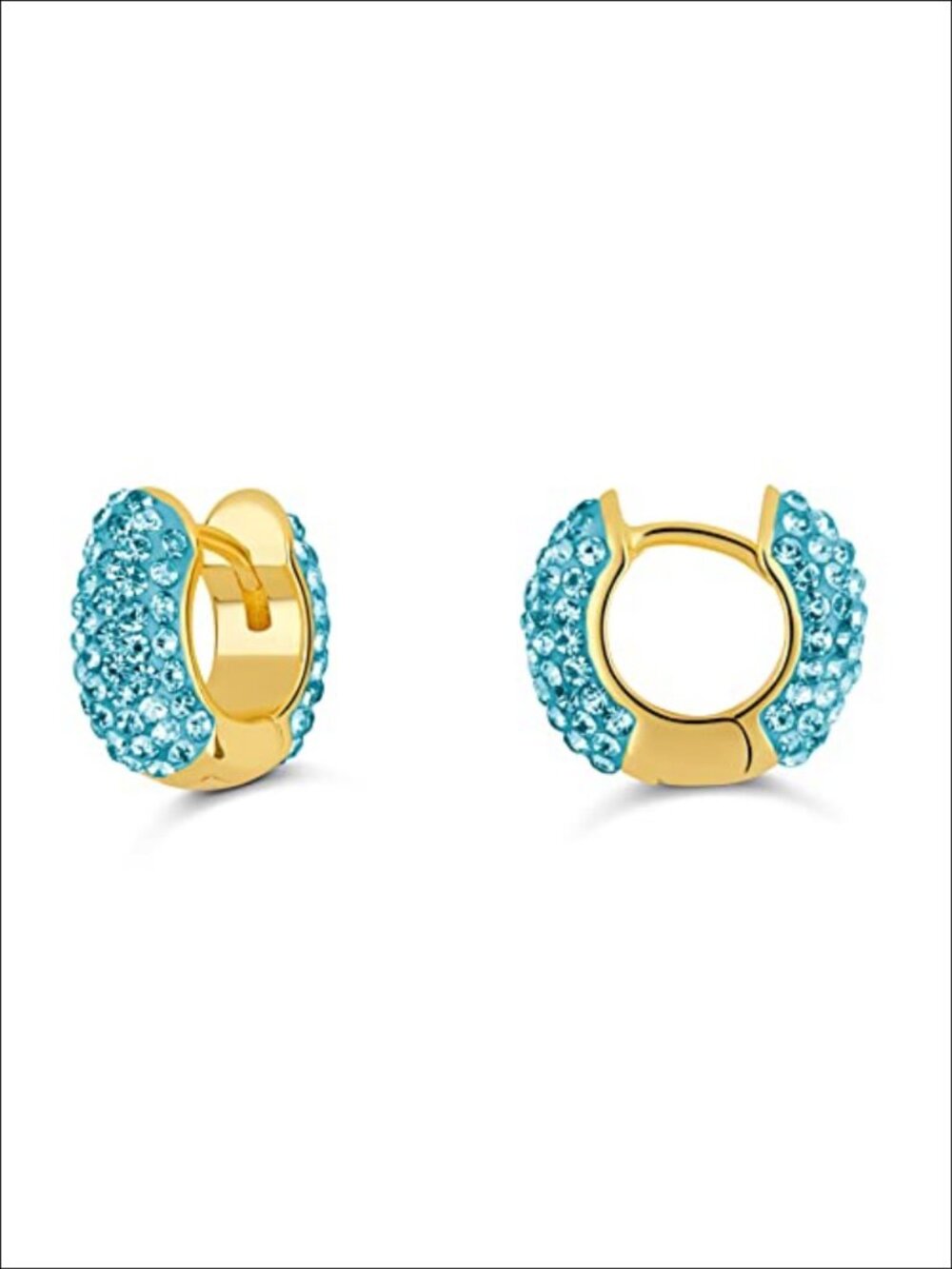 Rhinestone Hoop Earrings Gold Brass Hypoallergenic Nickel-Free Hinged Hoop